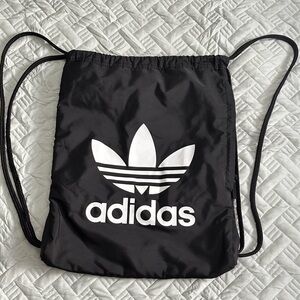 Adidas Originals Drawstring Backpack Black Trefoil Logo Gym Cinch Sack
